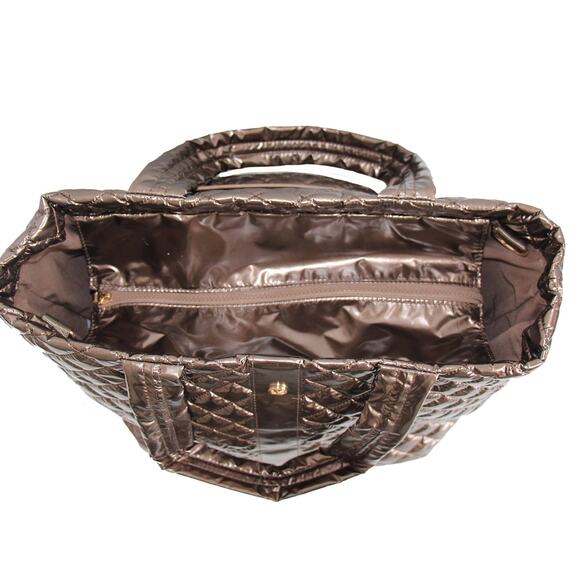 The Debra Diamond Quilted Nylon Tote Bag Cocoa Mocha - Picture 3 of 4